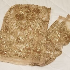 Gold Floral Sequin Scarf
